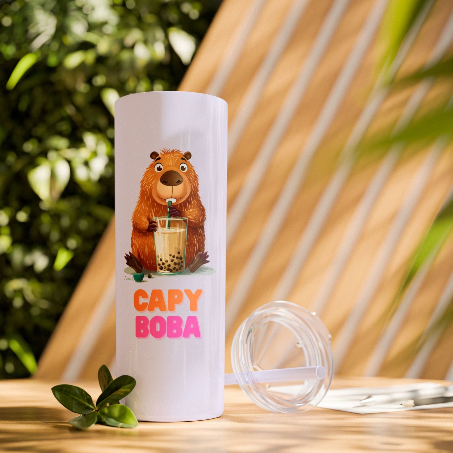 CapyBoba Skinny Tumbler with Straw