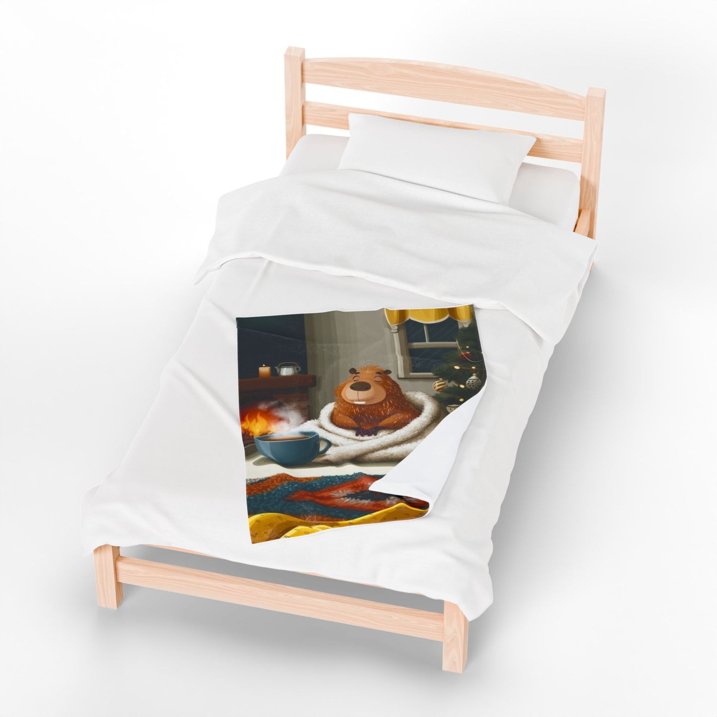 Christmas Capybara Cocoa And Chimney - Velveteen Plush Blanket