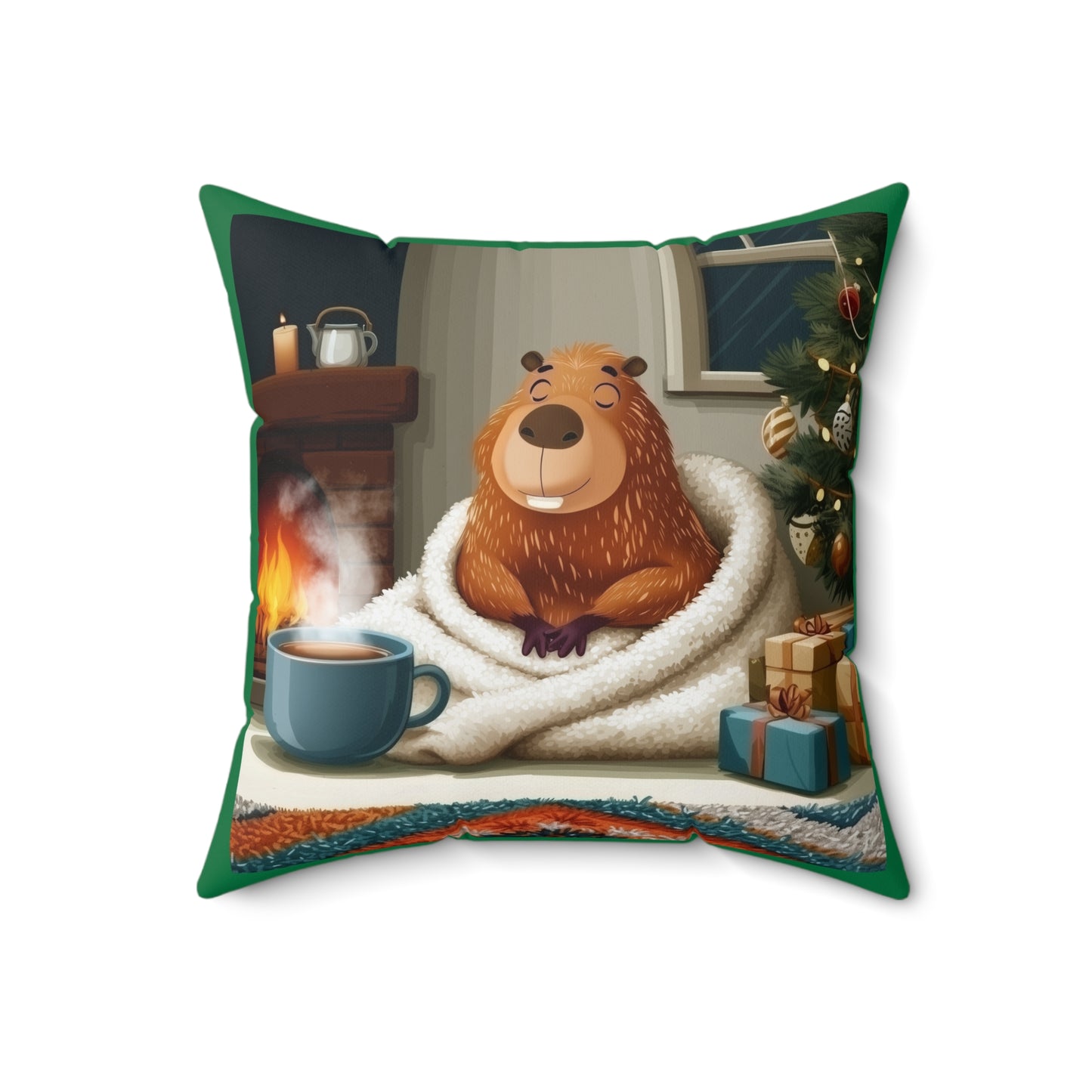 Christmas Capybara Cocoa And Chimney - Pillow